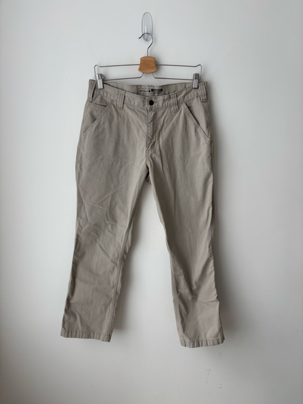Carhartt Beige Work Pants Utility Carpenter Style Straight Leg Streetwear